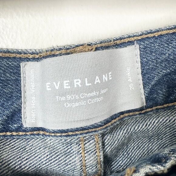 Everlane The 90s Cheeky Ankle Blue Jeans 25 Denim Button Fly Organic Cotton - Picture 7 of 10